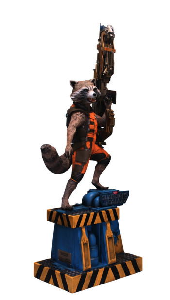 life size rocket raccoon statue